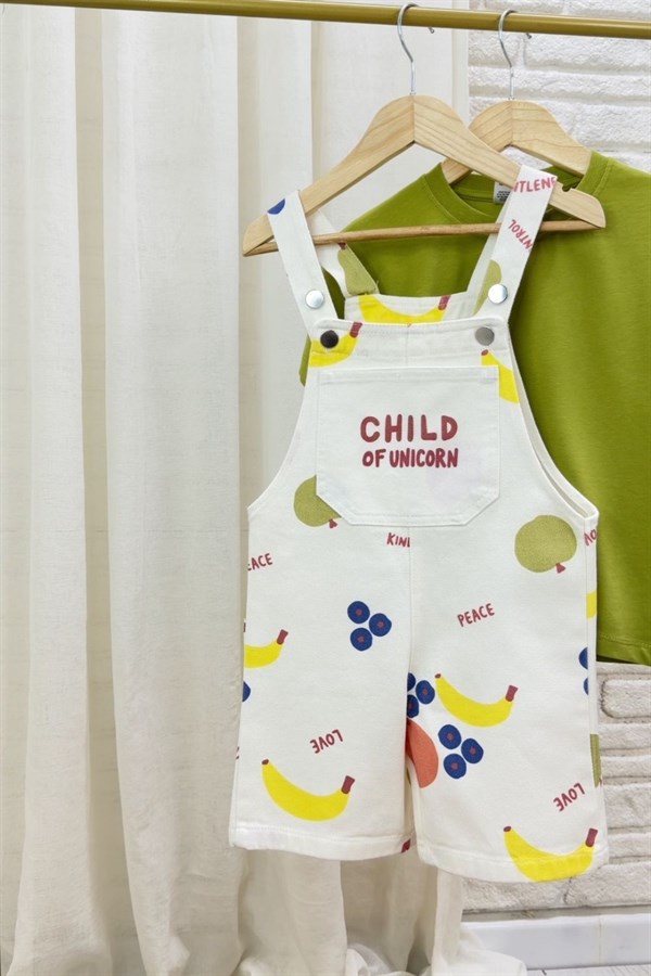 Unisex Tshirt Dahil Child Yeşil Şortlu Salopet