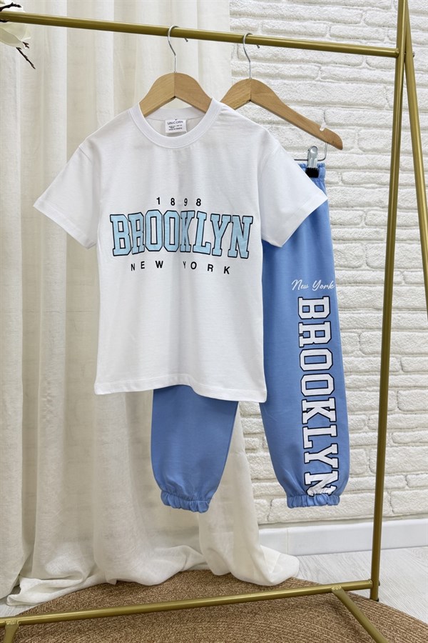 Unisex Tshirtlü Brooklyn Mavi Takım