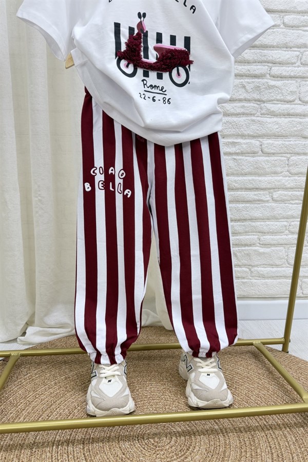 Unisex Tshirtlü Ciao Bella Bordo Takım