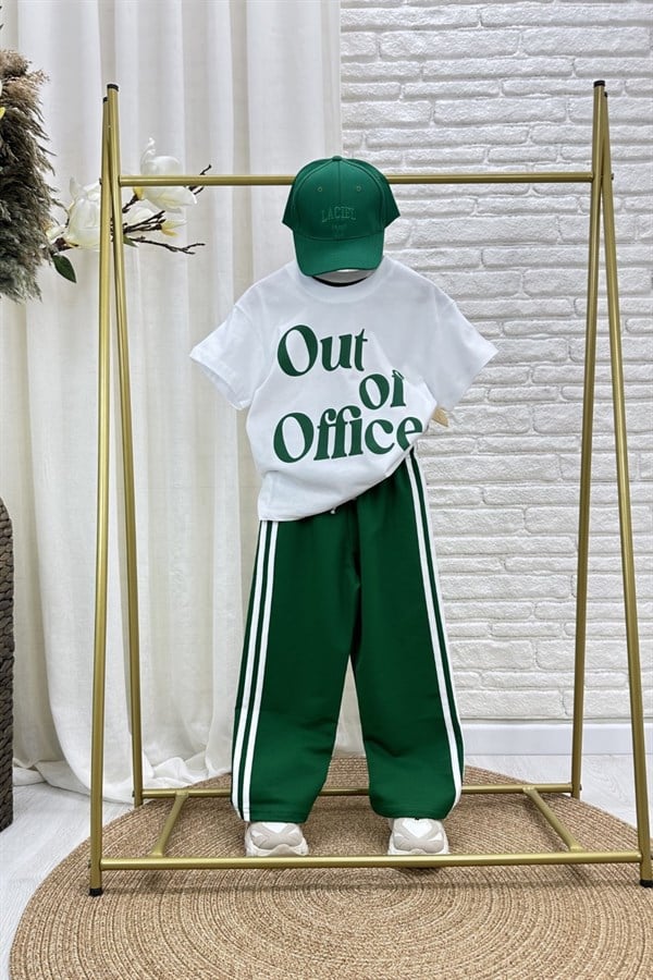 Unisex Tshirtlü Yeşil Çizgili İkili Takım