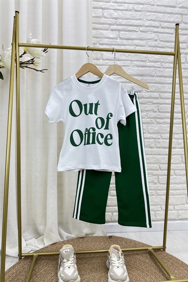 Unisex Tshirtlü Yeşil Çizgili İkili Takım