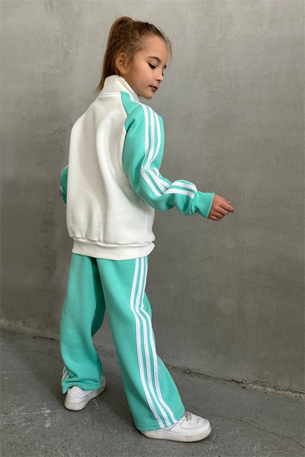 Unisex Turkuaz Adids Dik Yaka Fermuarlı Takım