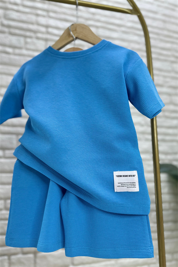 Unisex Waffle Kumaş Laci Şortlu Yaz Takım