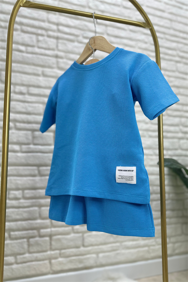 Unisex Waffle Kumaş Laci Şortlu Yaz Takım