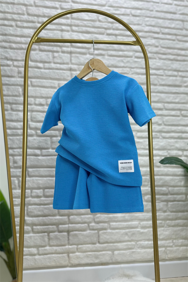 Unisex Waffle Kumaş Laci Şortlu Yaz Takım