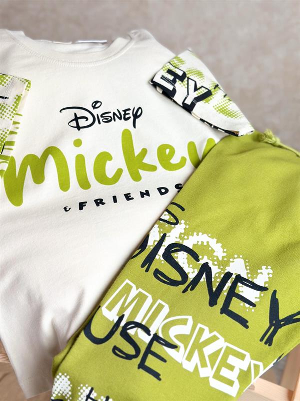 Unisex Yağ Yeşili Mickey Yaz Takım 
