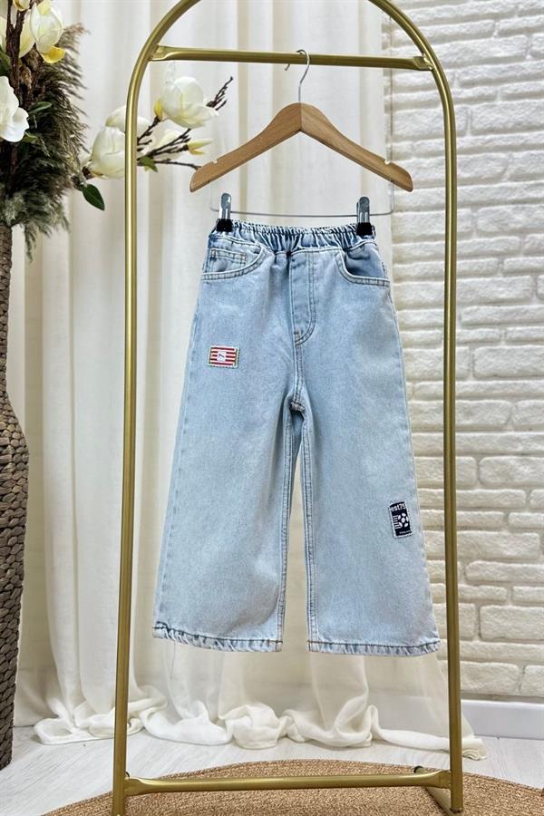 Unisex Yamalı Jean Pantalon