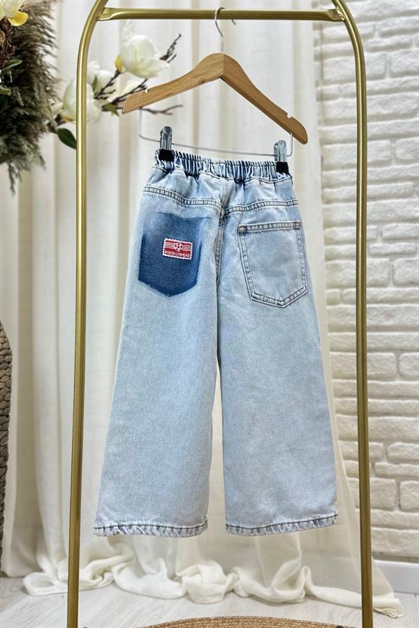 Unisex Yamalı Jean Pantalon