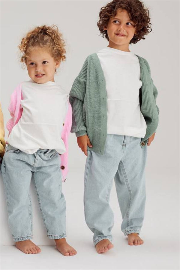 Unisex Çocuk Mom Jean Pantolon