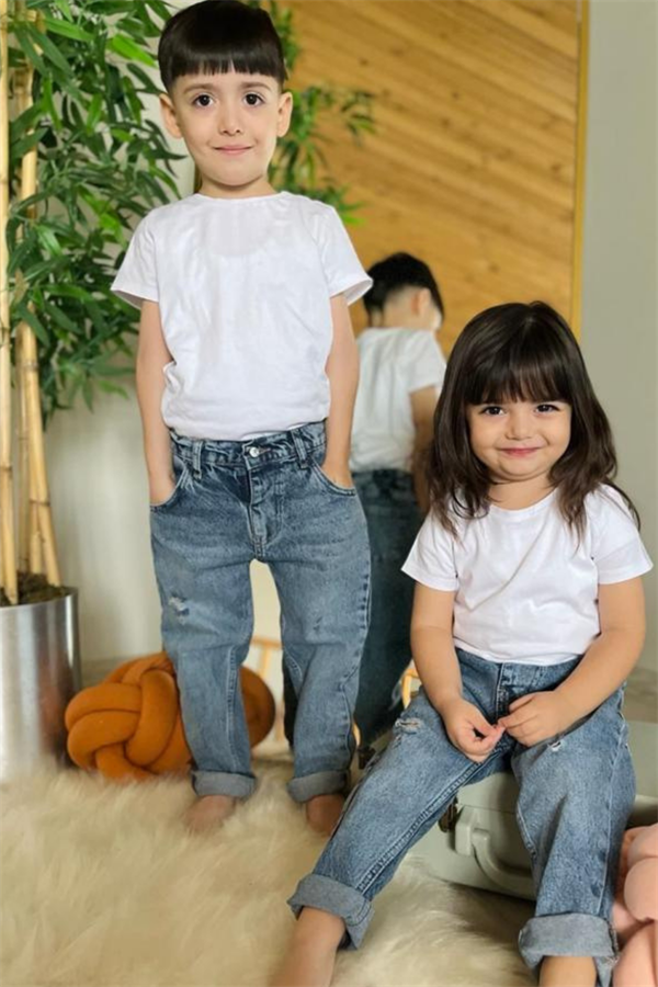 Unisex Yırtık Detaylı Mavi Jean