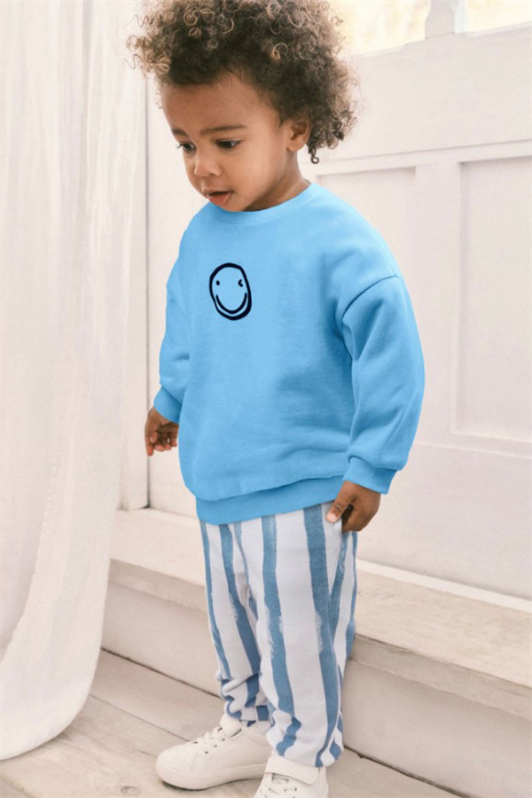 Unlsex Çocuk 3 İplik Çizgili Mavi Takım