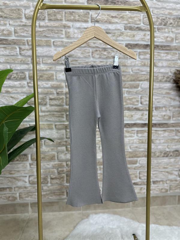 Waffle Kumaş Gri İspanyol Tayt Takım