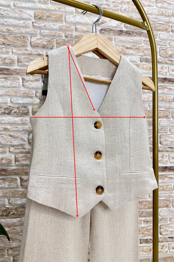 Yelek Pantolon Keten Takım