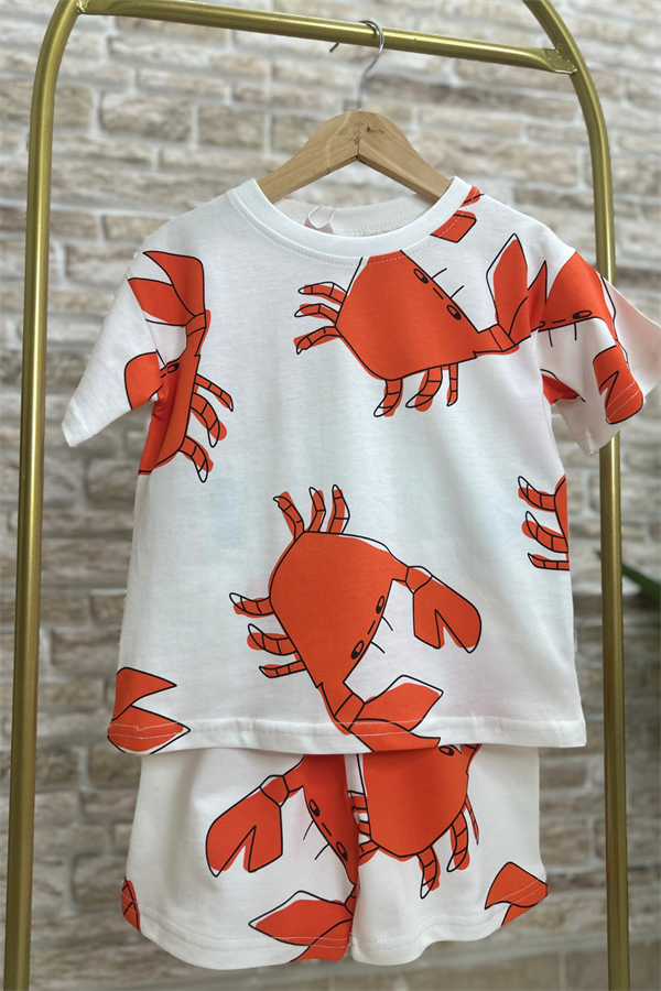 Yengeçli Oranj Şortlu Takım