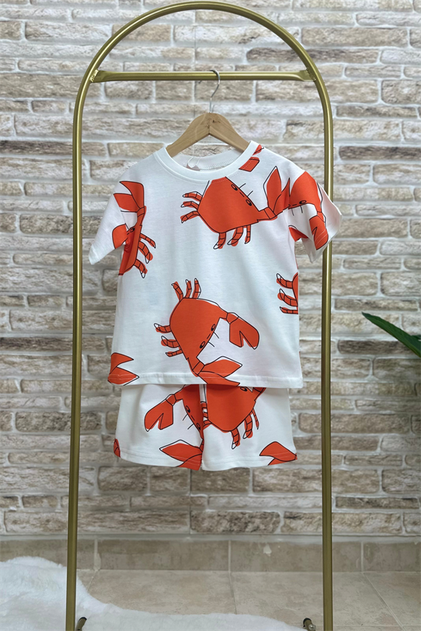 Yengeçli Oranj Şortlu Takım