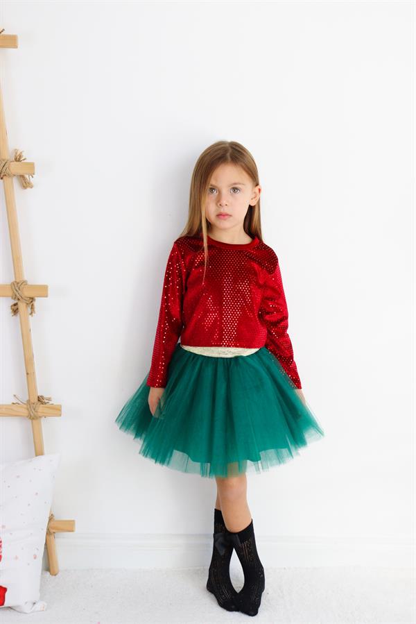 Yılbaşı Konsept Yeşil Tütülü Etek Takım