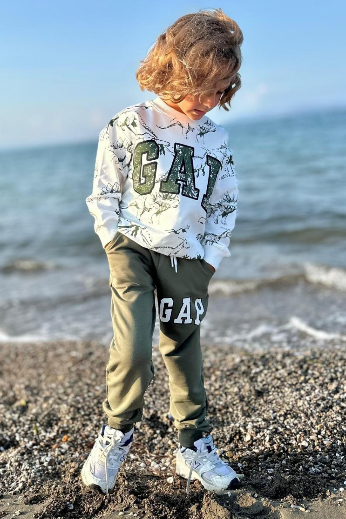 2 İplik Dinazorlu Haki Gap Eşofman Takım