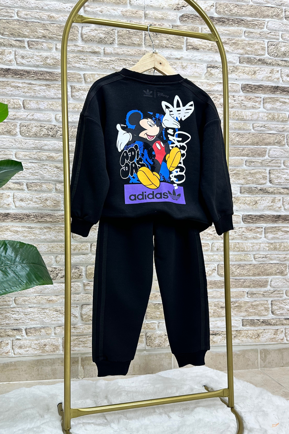 3 İplik Adidas Unisex Siyah Mickey Takım