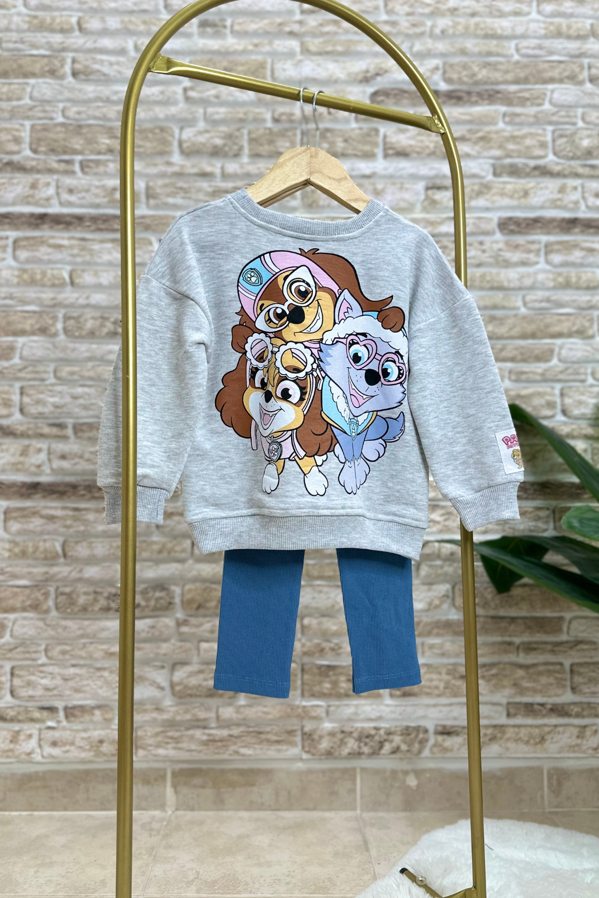 3 İplik Gri Pawpatrol Taytlı Takım