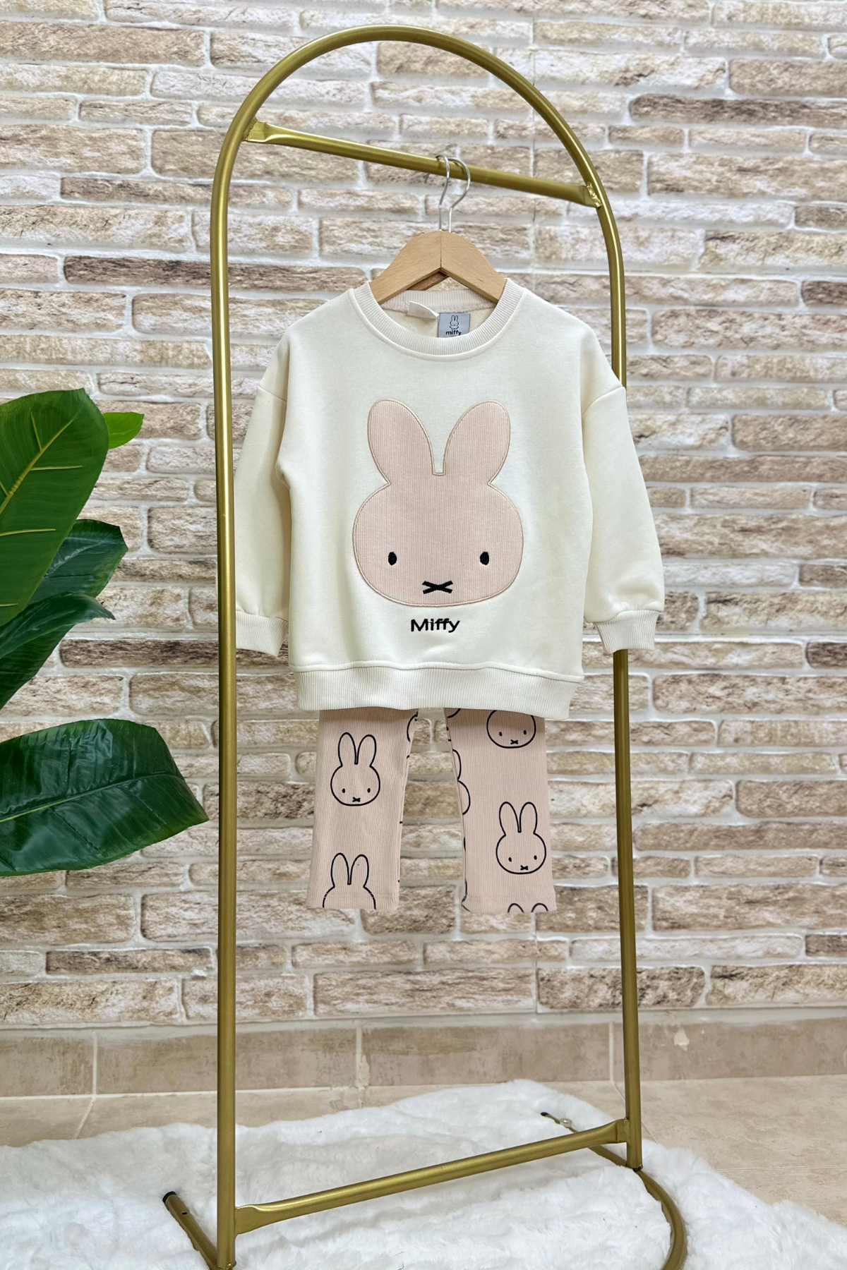 3 İplik Miffy Bej Taytlı Takım