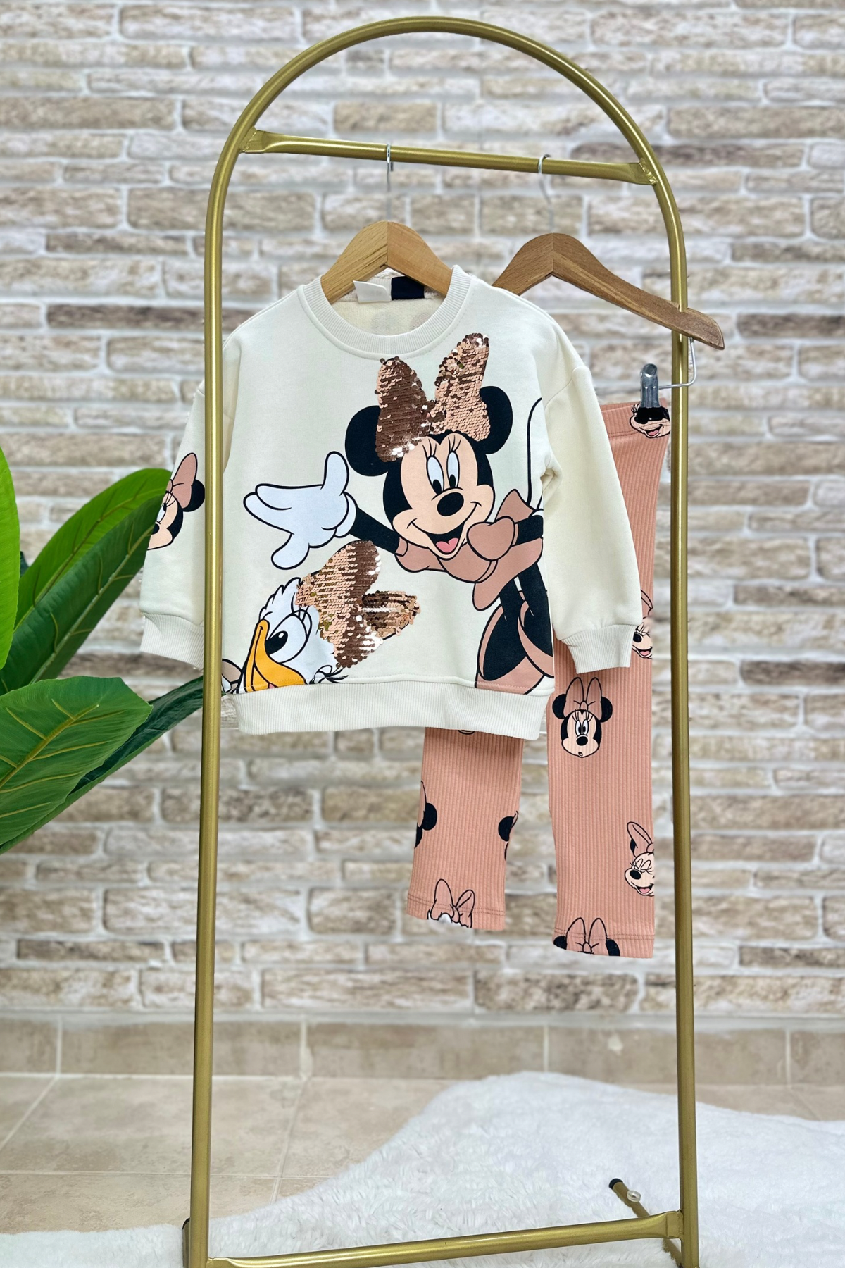 3 İplik Minnie & Daisy Pullu Tayt Takım