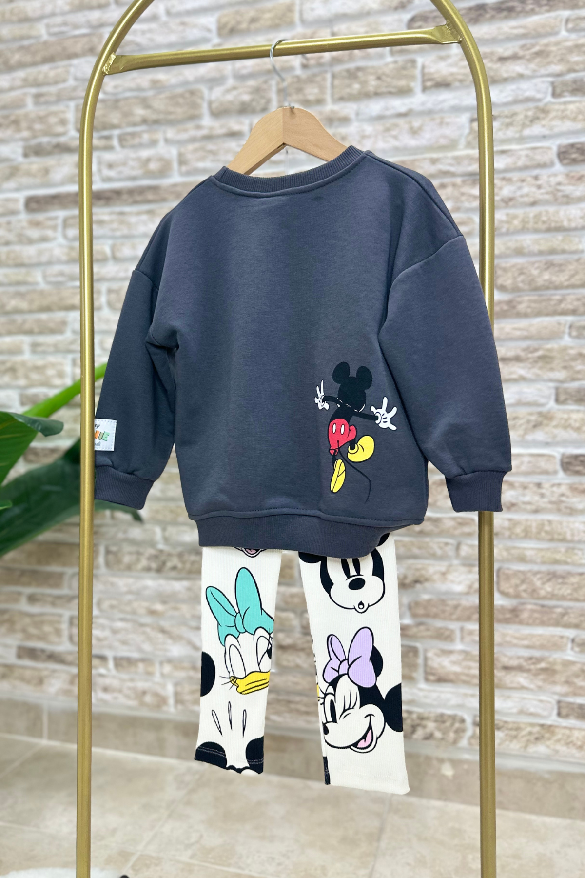 3 İplik  Minnie Friends Antrasit Taytlı Takım