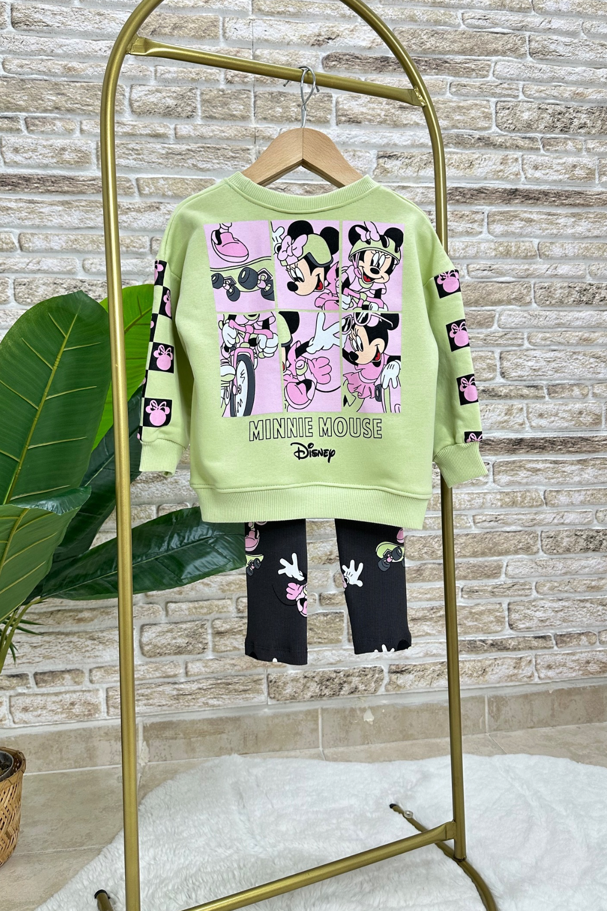3 İplik Minnie Neon Renk Taytlı Takım