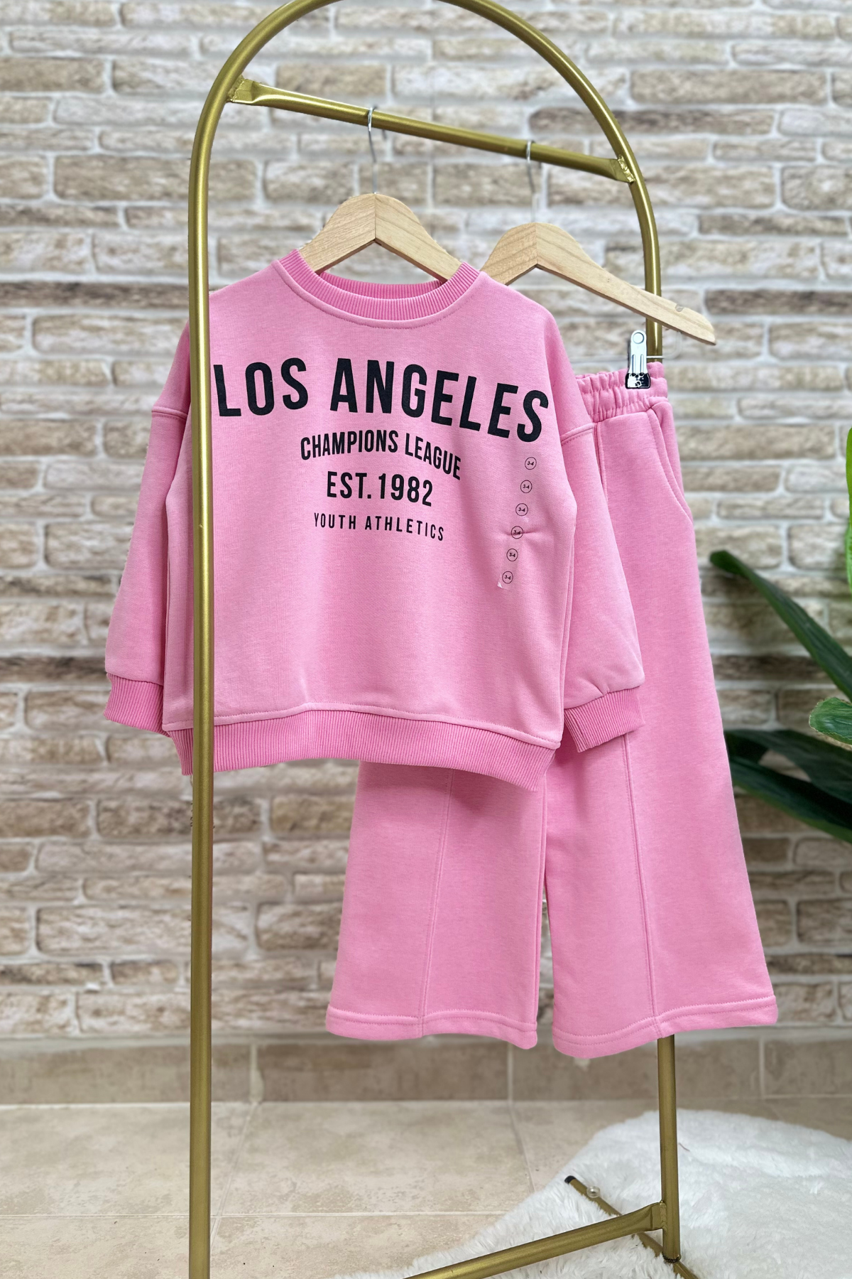 3 İplik Pembe İspanyol Paça Takım