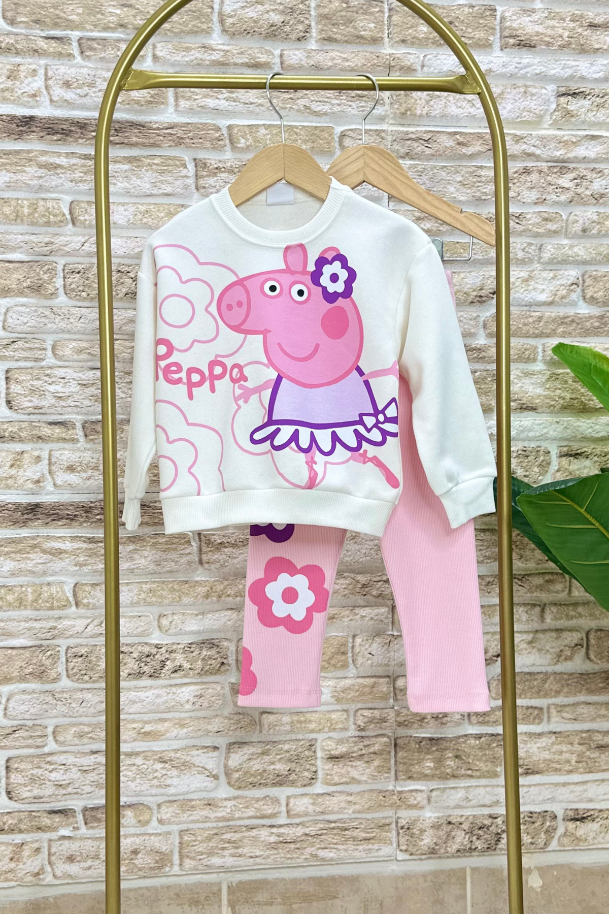3 İplik Peppa Baskı Taytlı Takım