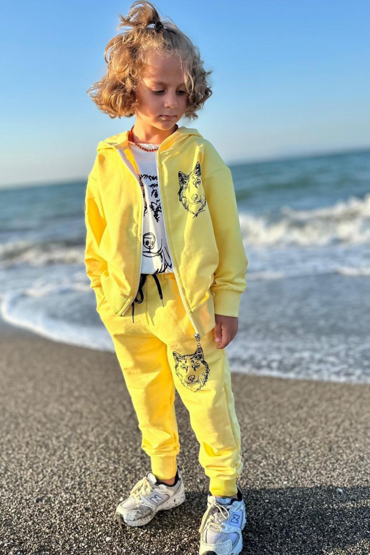 3 Parça 2 İplik Sarı Kurtlu Fermuarlı Takım