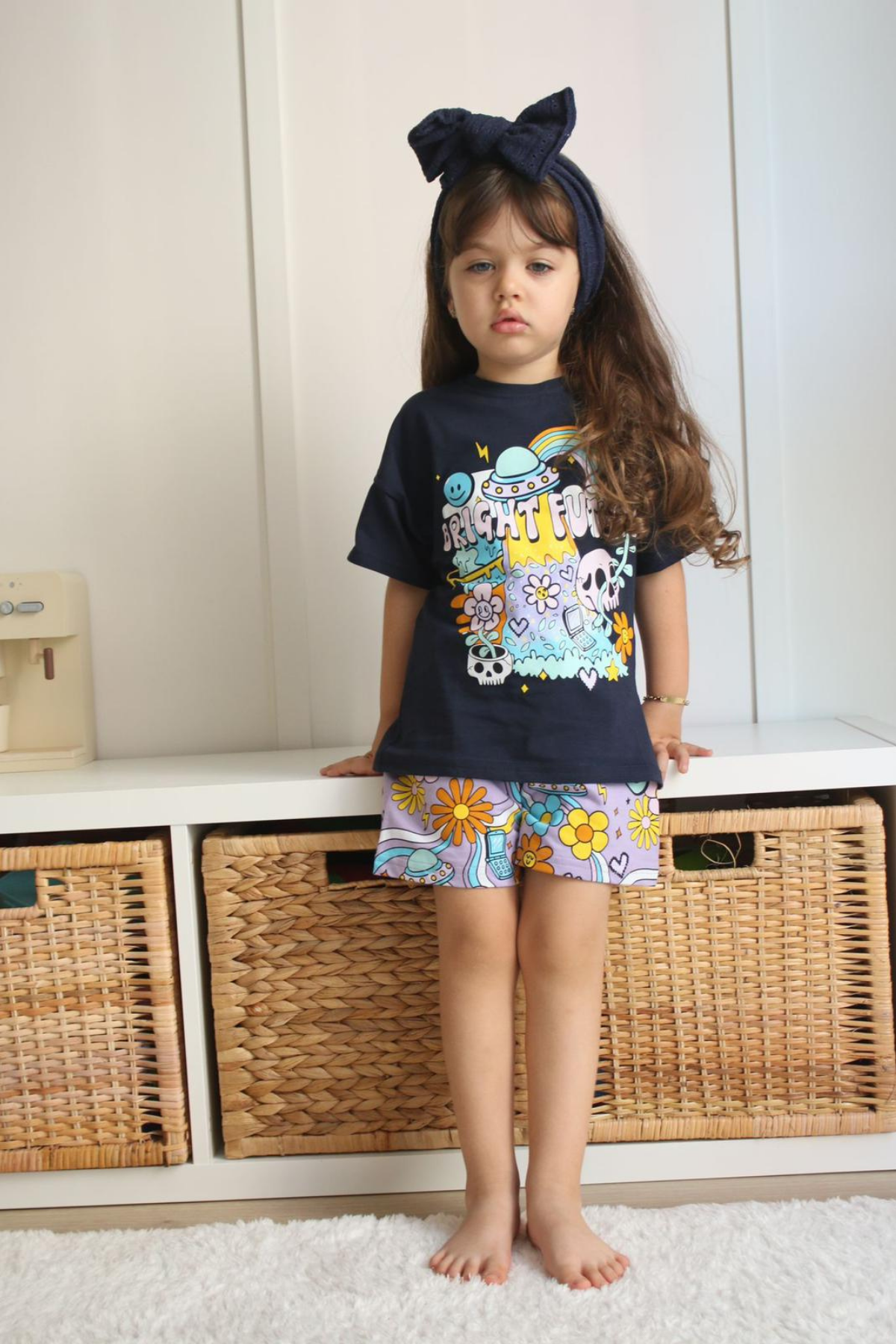 Bright Baskı Şortlu Takım