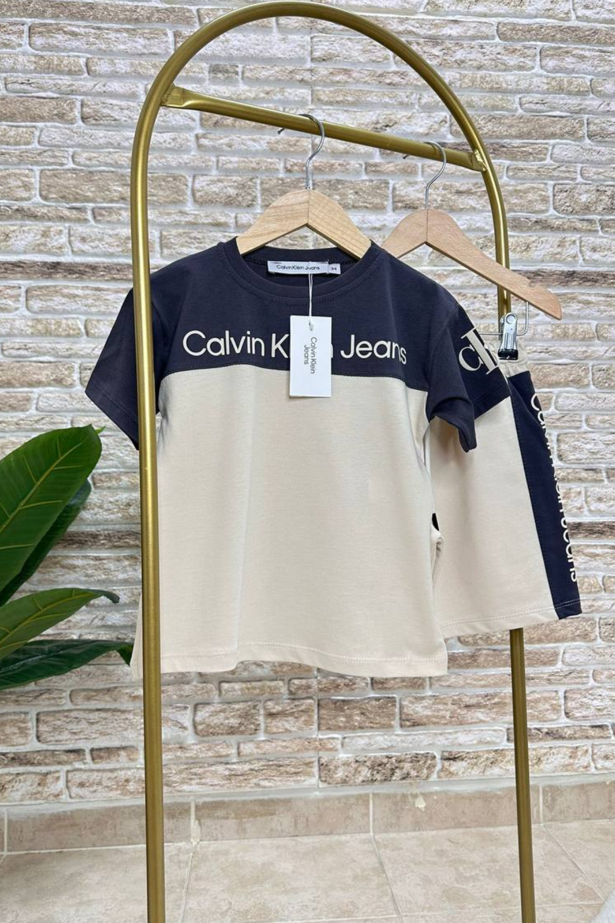 Calvin Krem Antrasit Şortlu Takım