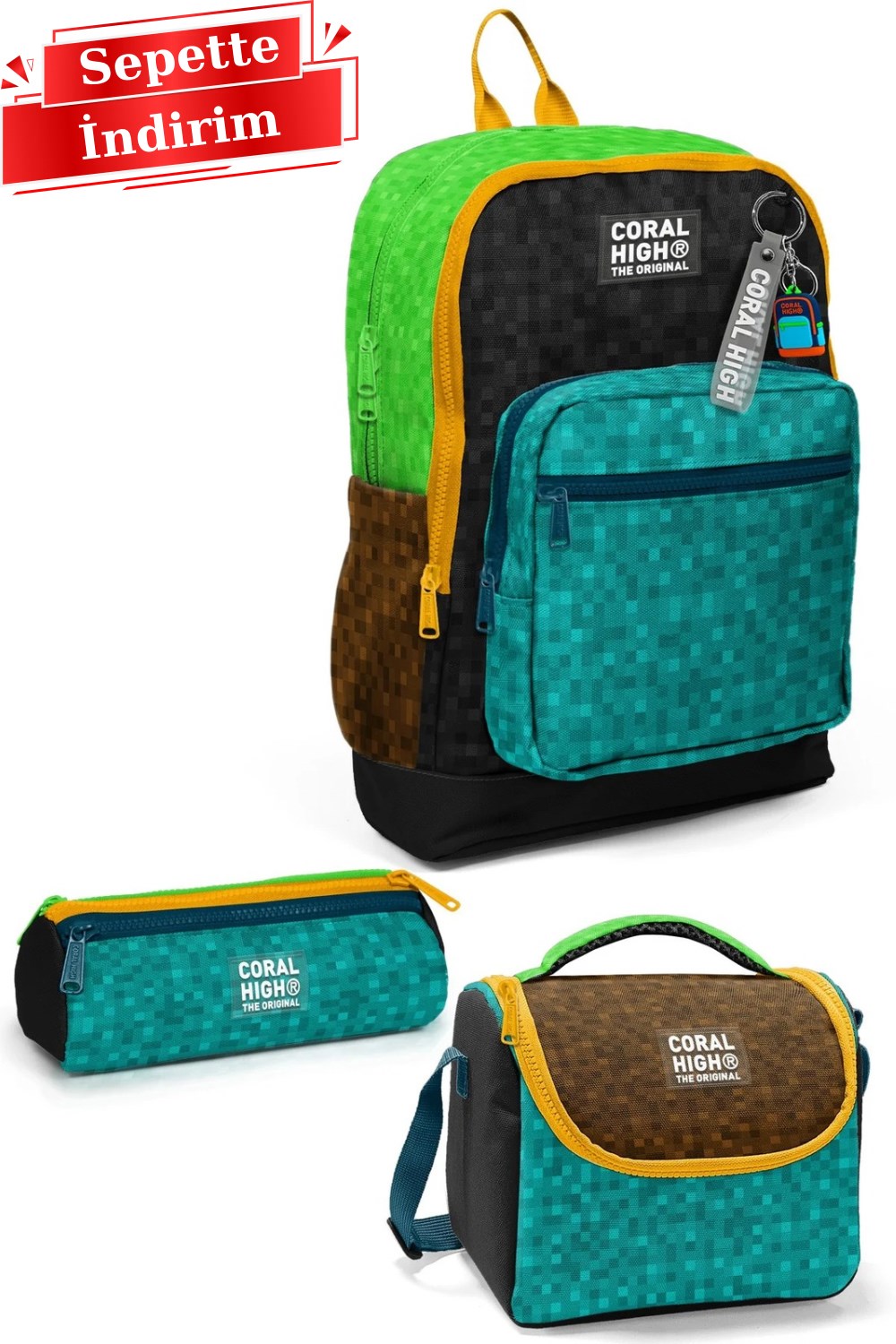 Coral High Kids Craft Desenli 3'lü Okul Çanta Seti SET0133216