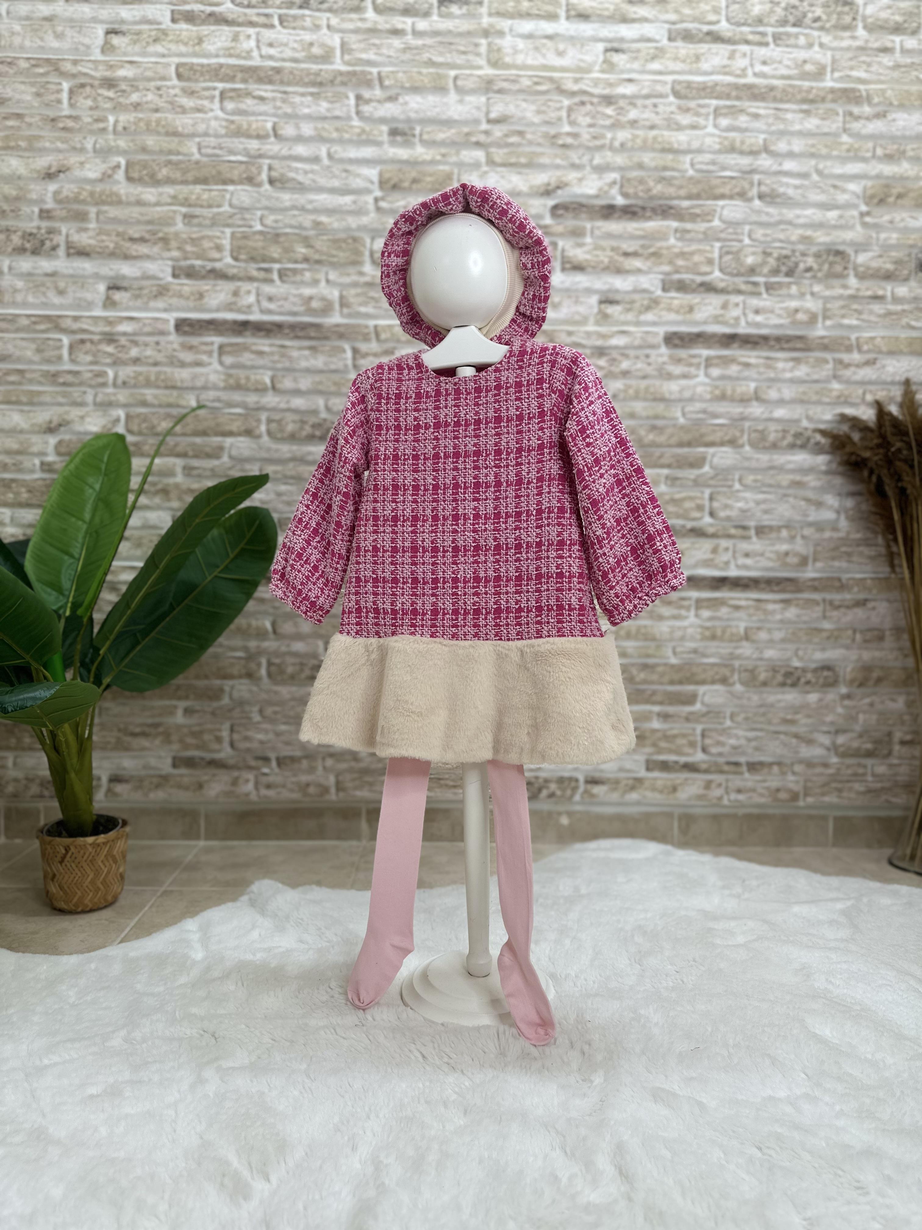 Çorap Şapka Dahil Bebe Yaka Bej Elbise