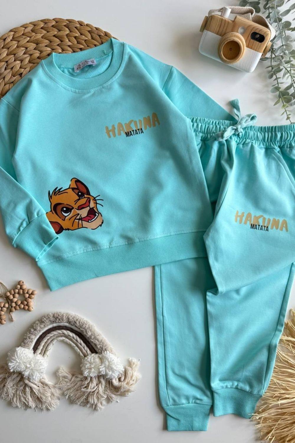 Erkek Çocuk 2 İplik Hakuna Lion Mint Takım