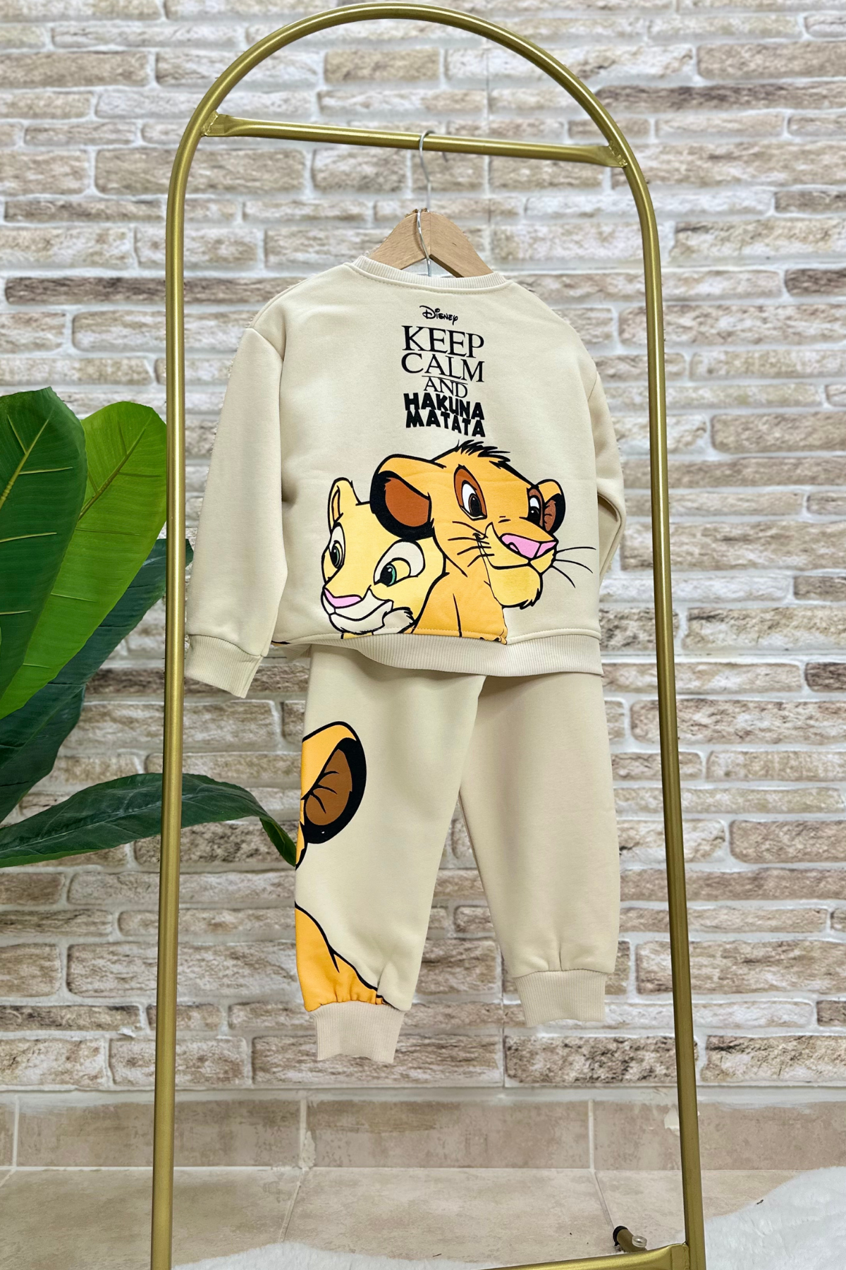 Erkek Çocuk 3 İplik Krem Lion King Takım