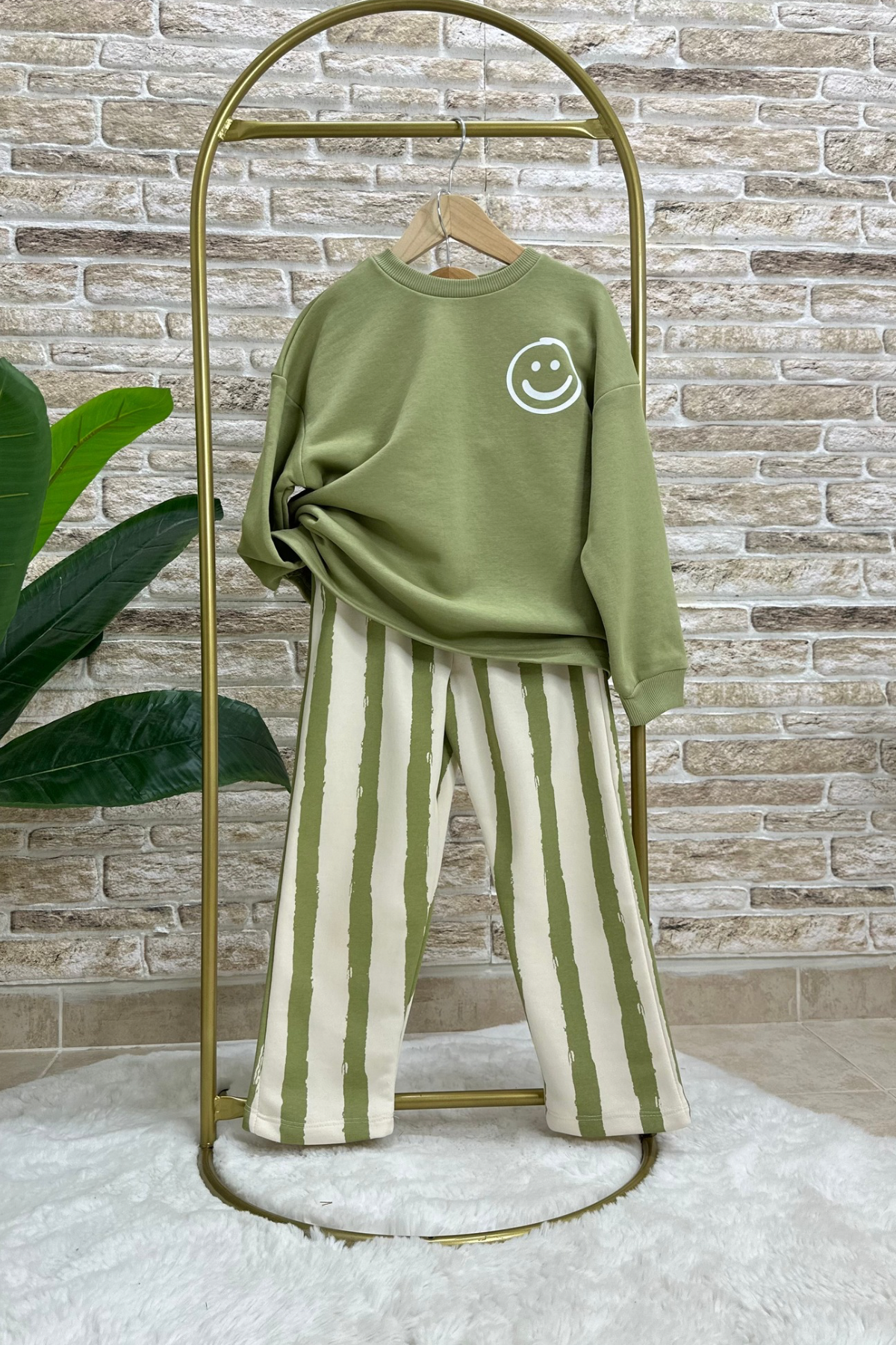 Erkek Çocuk 3 İplik Smile Çizgili Takım