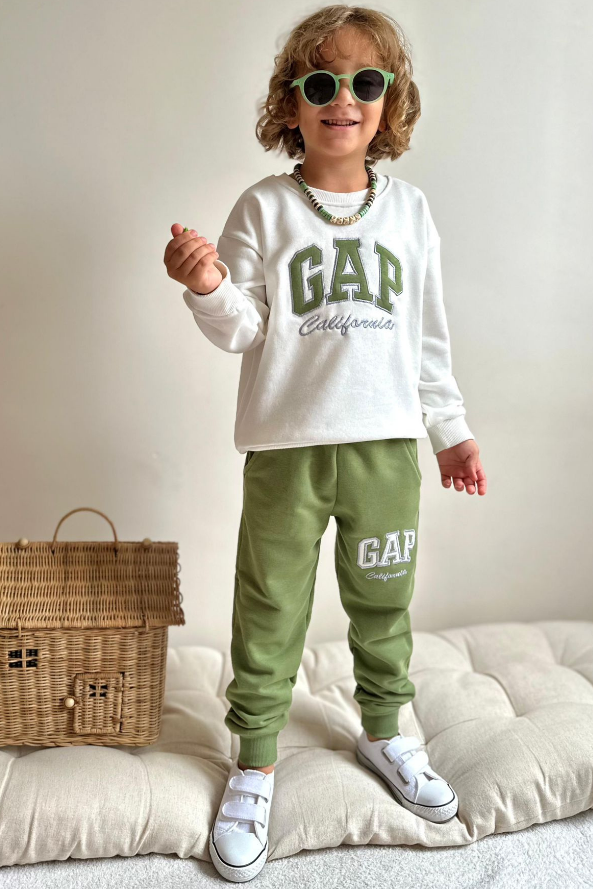Erkek Çocuk 3 İplik YağYeşili Gap Takım
