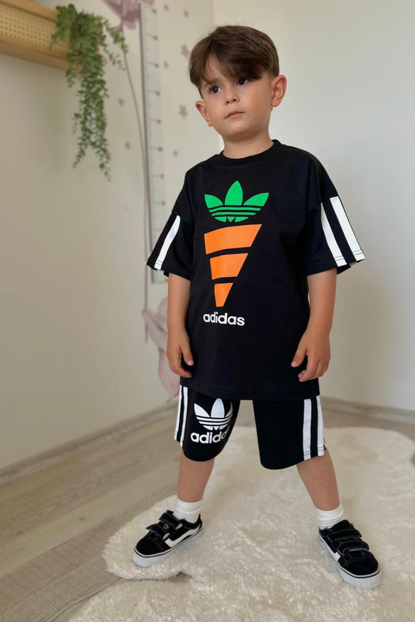 Erkek Çocuk Adids Siyah Şortlu Takım