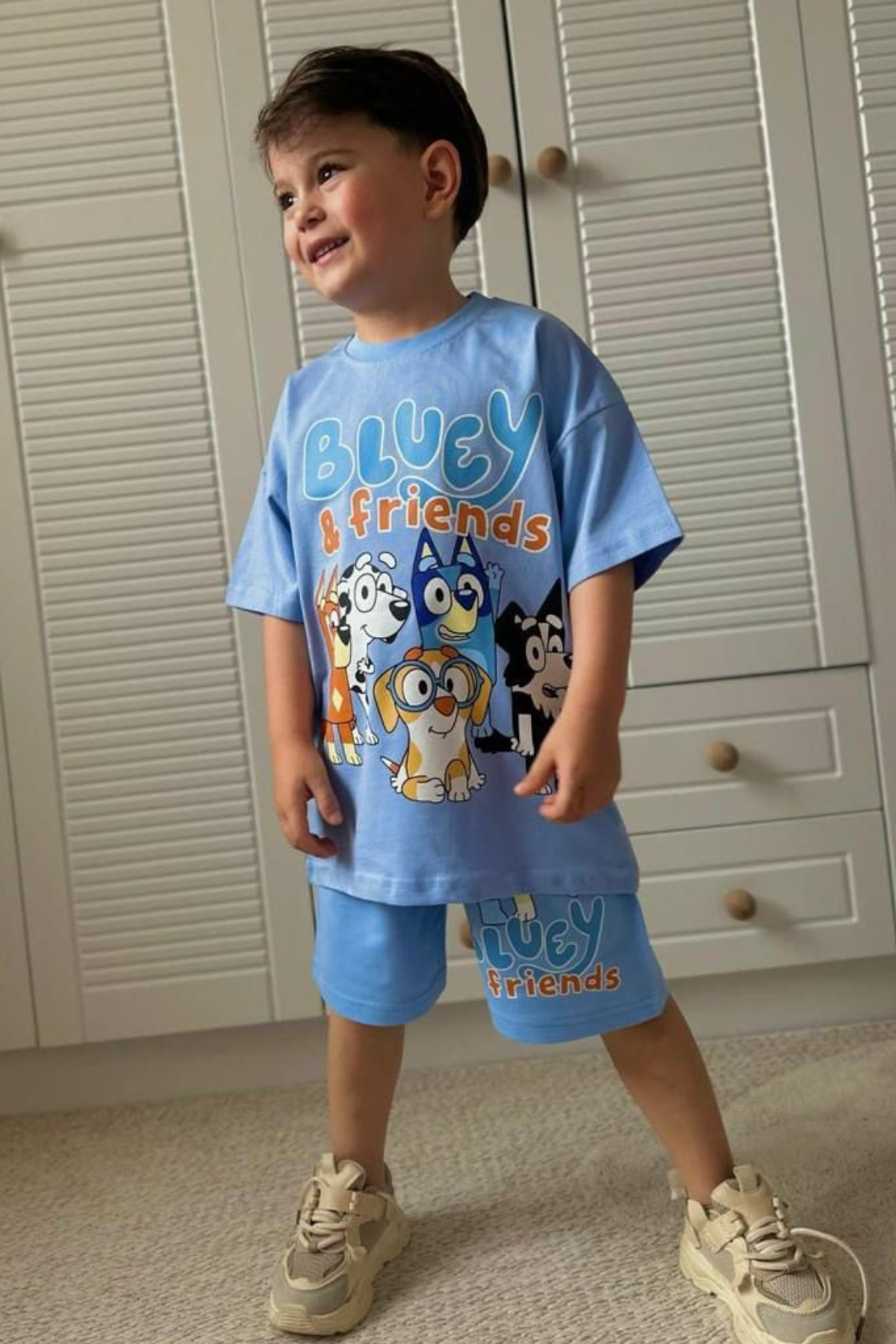 Erkek Çocuk Bluey Mavi  Yaz Şortlu Takım 