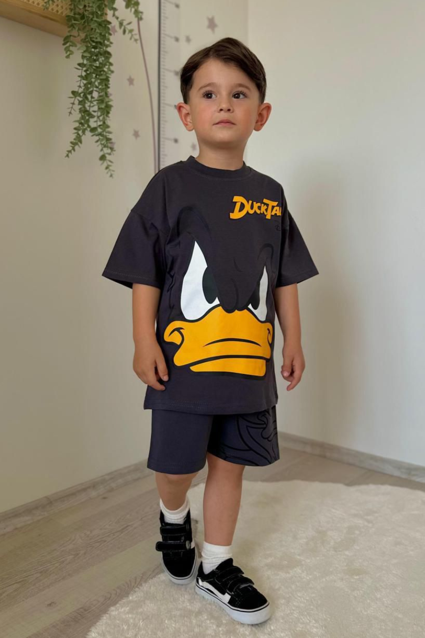 Erkek Çocuk Ducktales Antrasit Şortlu Takım