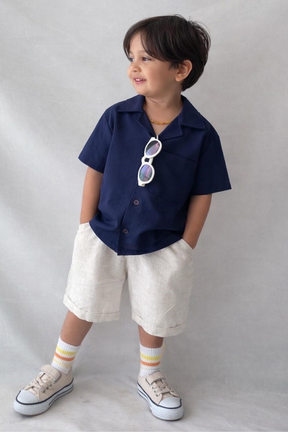 Erkek Çocuk Keten Modal Laci Şortlu Takım