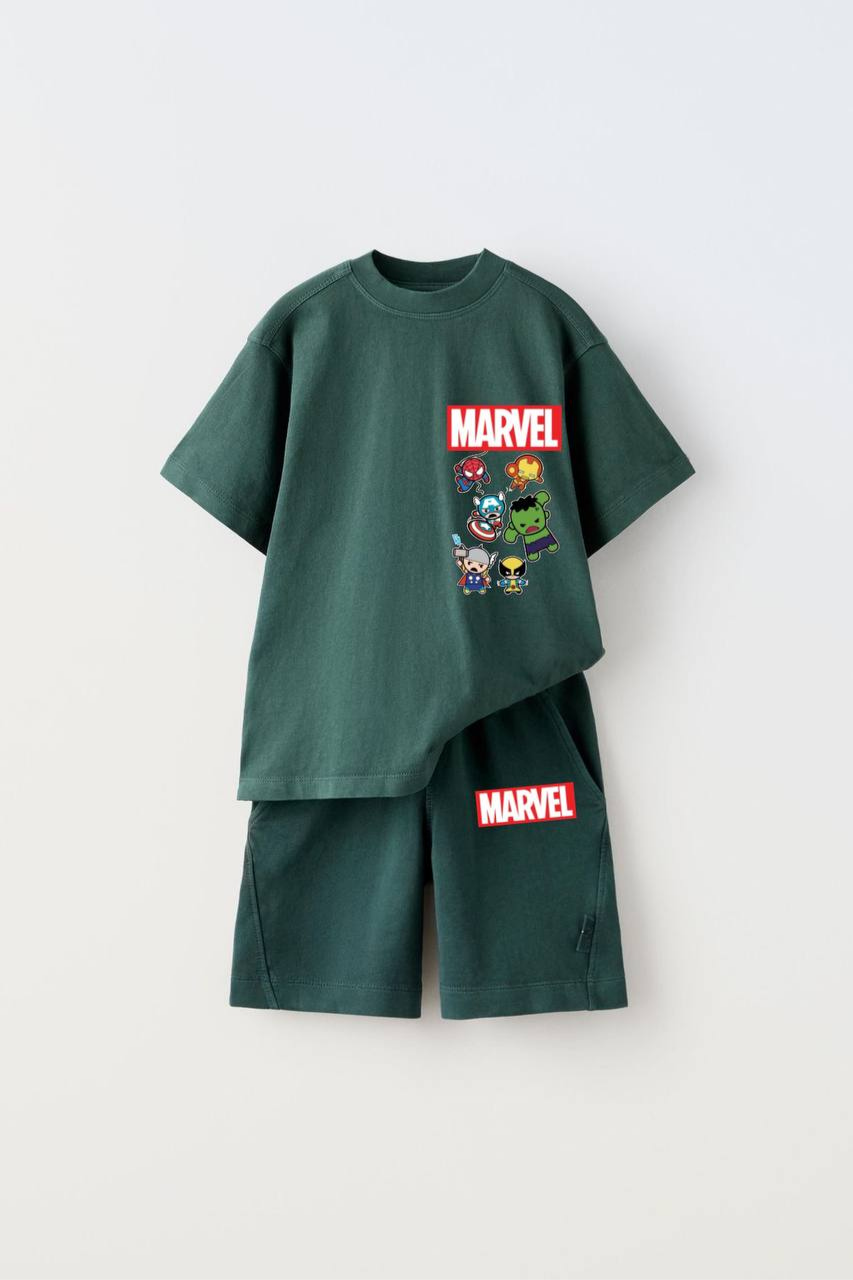 Erkek Çocuk Marvel Yeşil  Şortlu Takım  