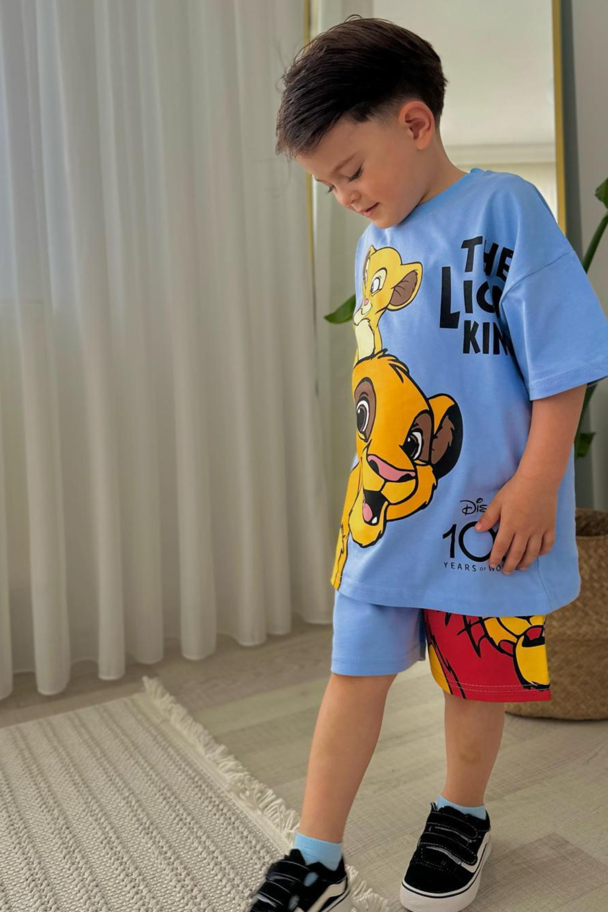 Erkek Çocuk  Mavi Lion Şortlu Takım 
