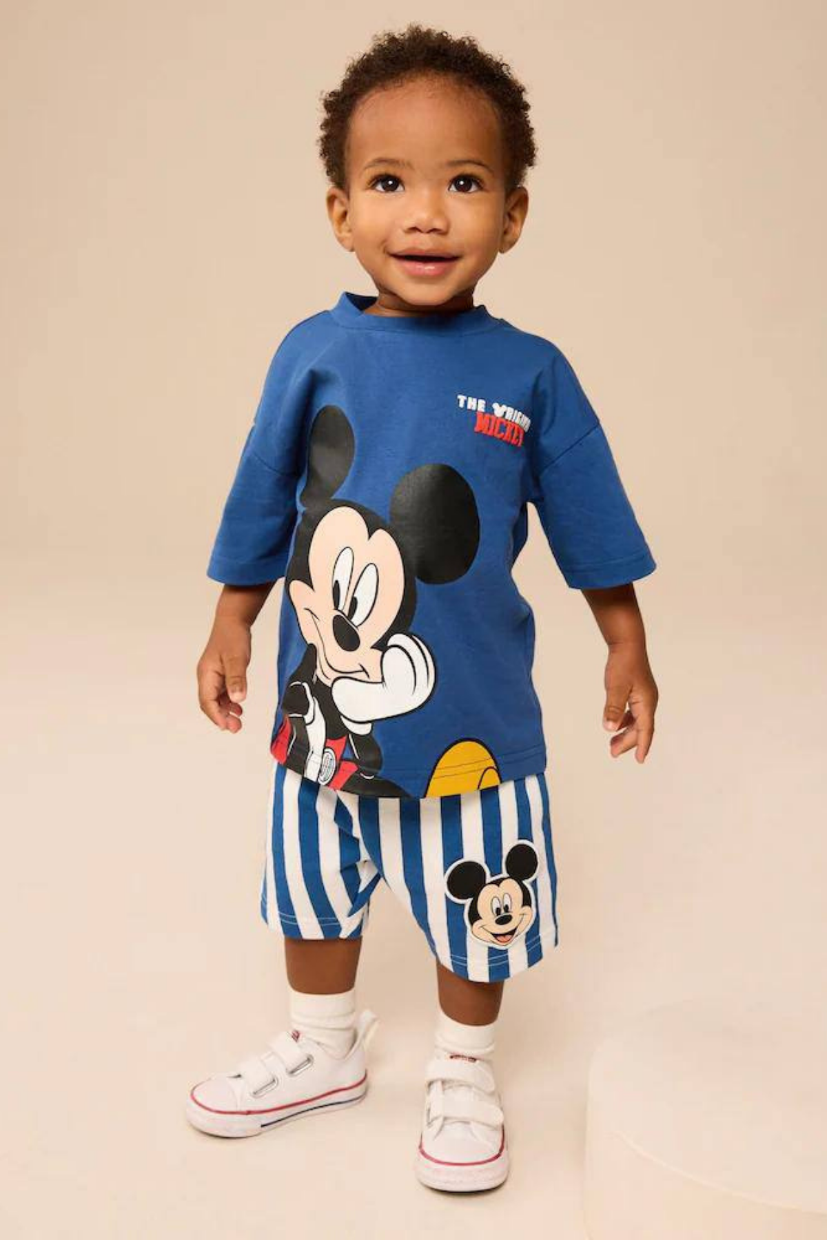Erkek Çocuk Mickey Çizgili Şortlu Takım