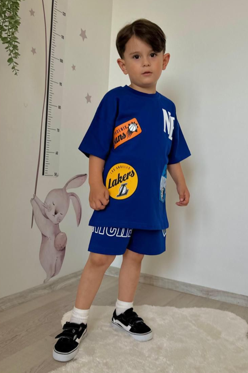 Erkek Çocuk Ny Saks Şortlu Takım