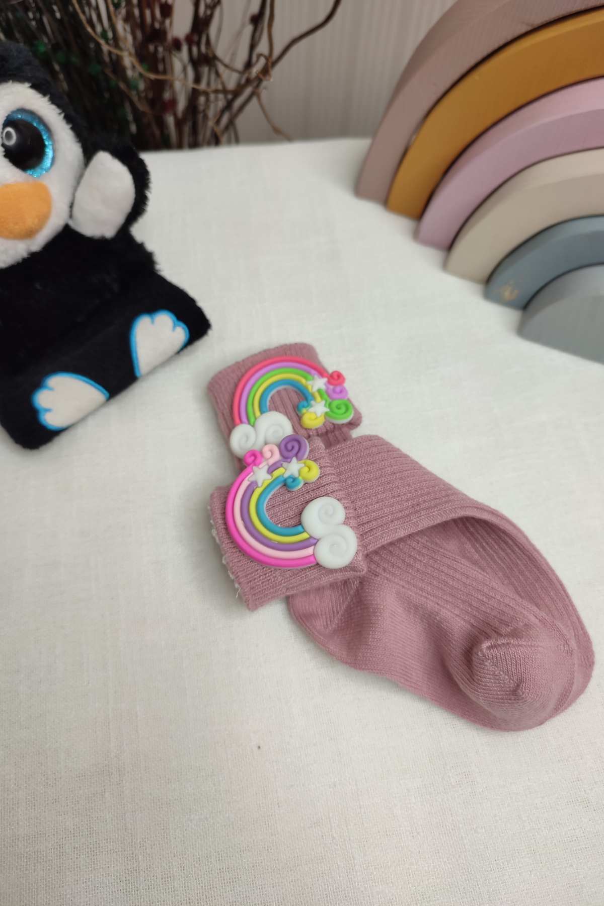 Gökkuşağı Figürlü Çorap