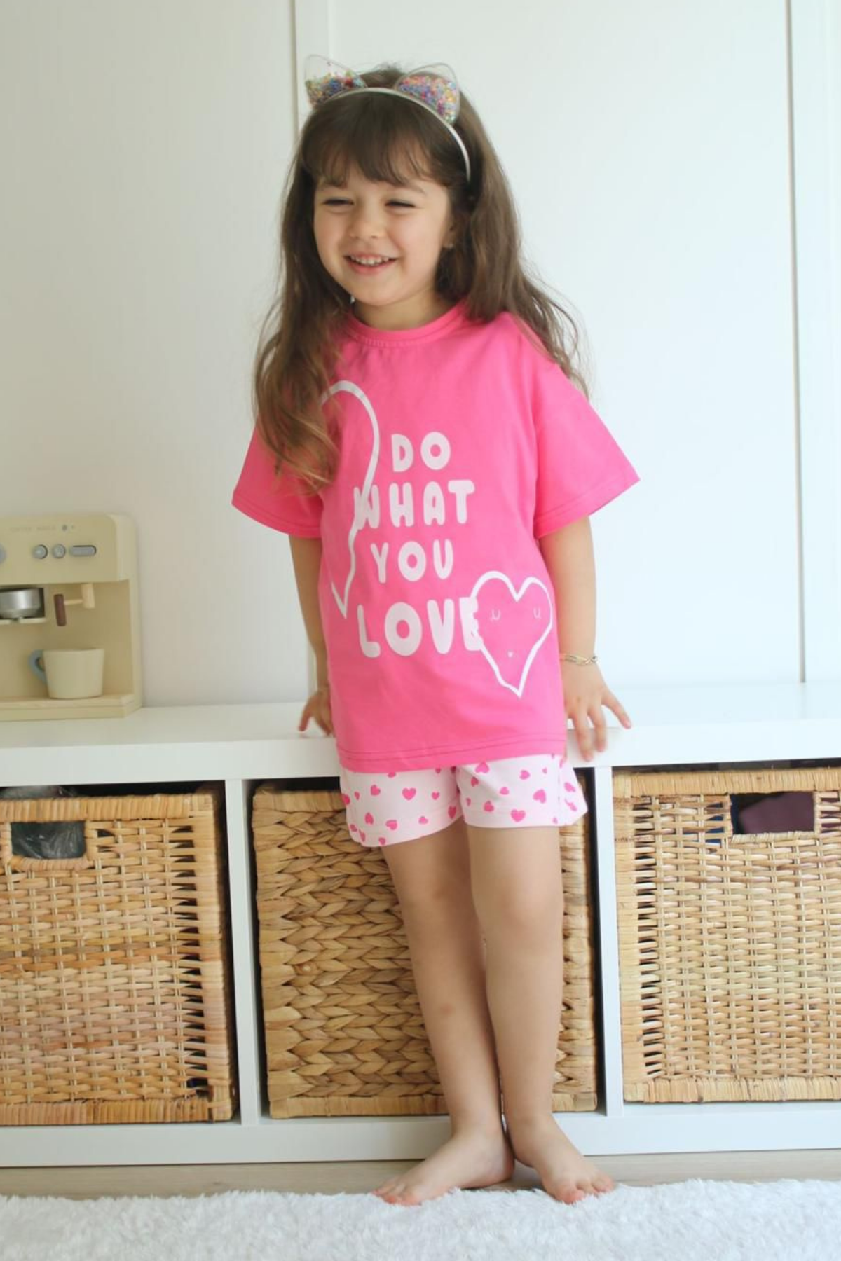 Kalpli Pembe Şortlu Takım