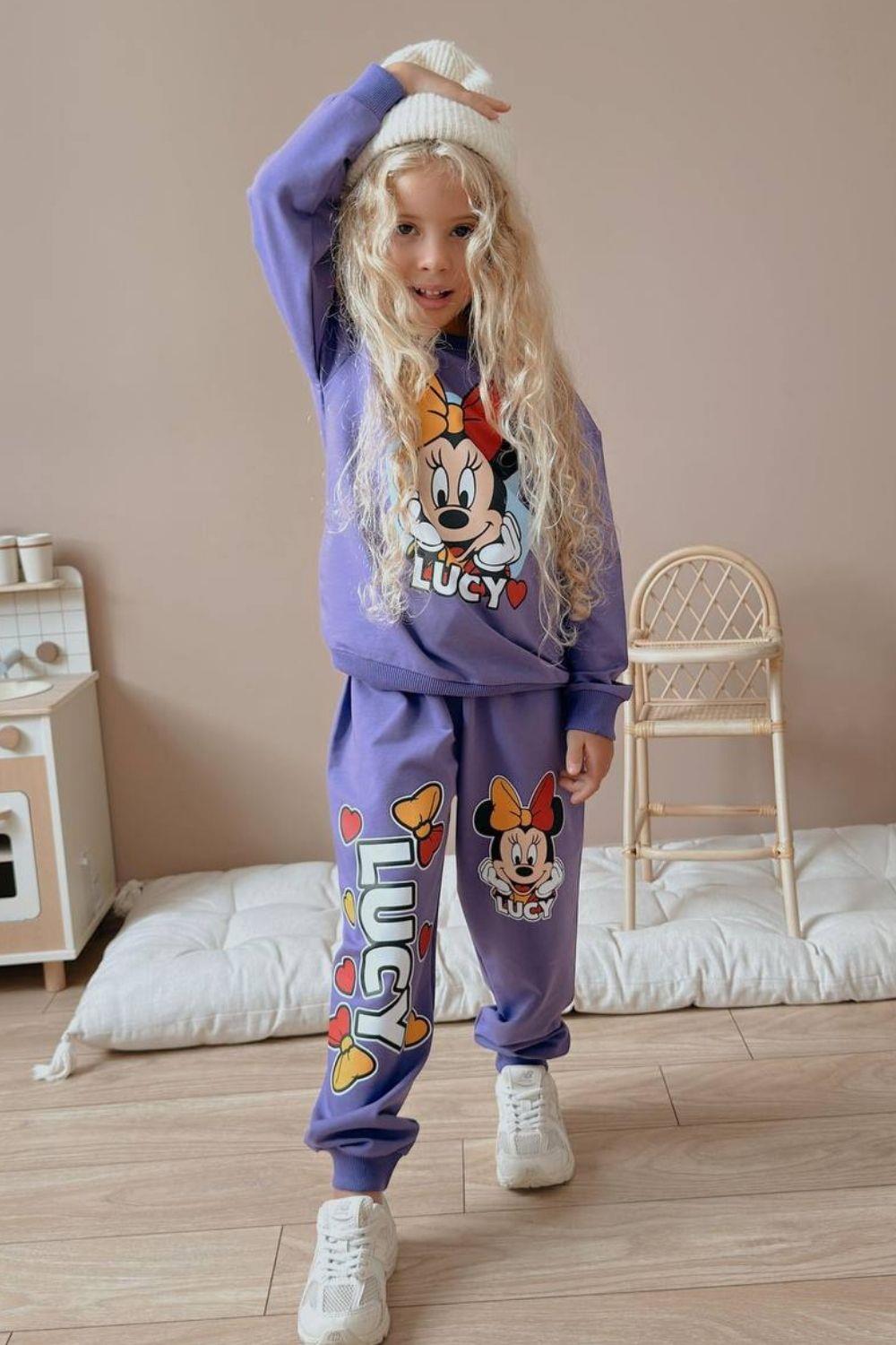 Kız Çocuk 2 iplik Minnie Mor Takım