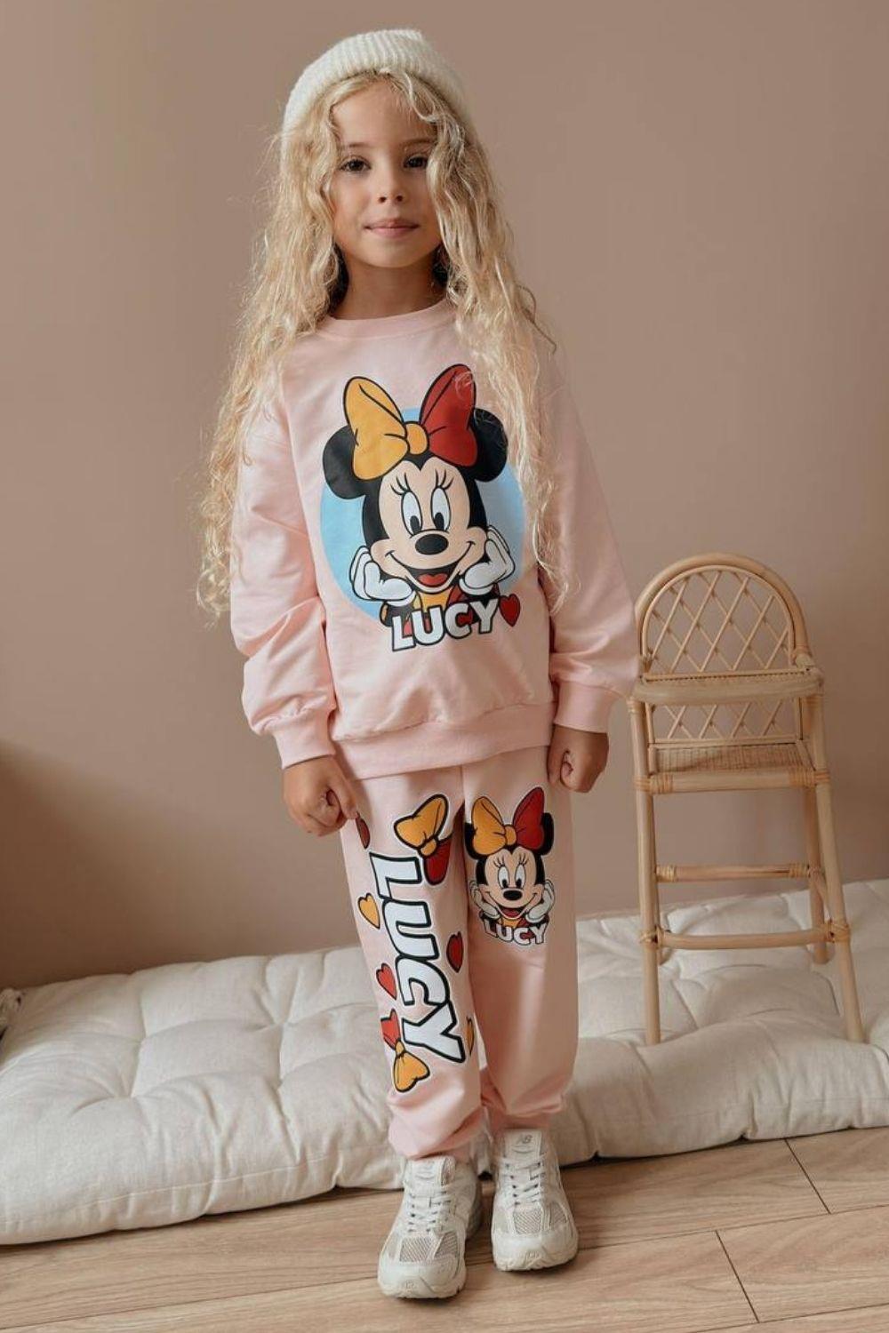 Kız Çocuk 2 iplik Minnie Pudra Takım